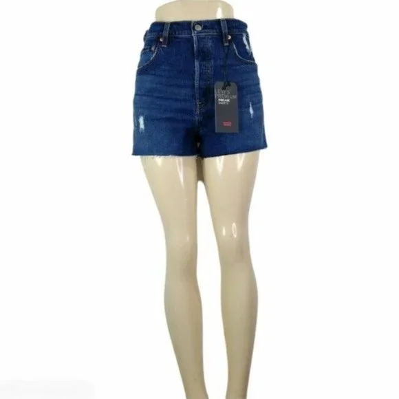 Levi's Cutoff Straight Fit Shorts Size 31 Premium Ribcage Ultra-High Rise - Picture 4 of 12